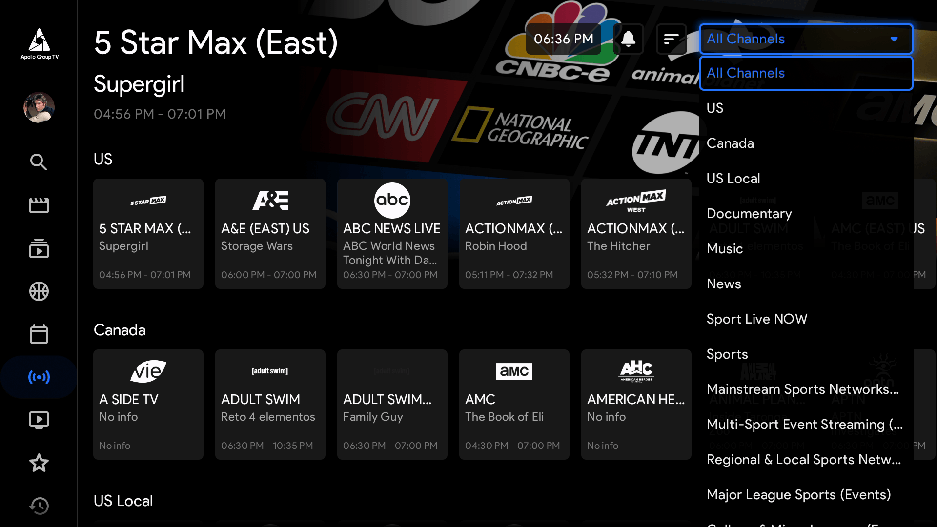 Live TV Filter 1 of 4 Apollo Group TV