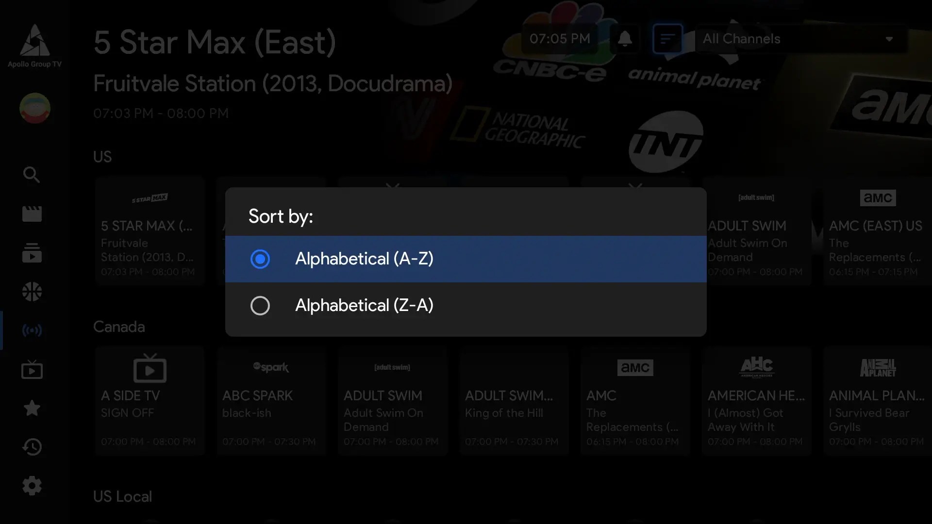 Live TV Sort By Apollo Group TV