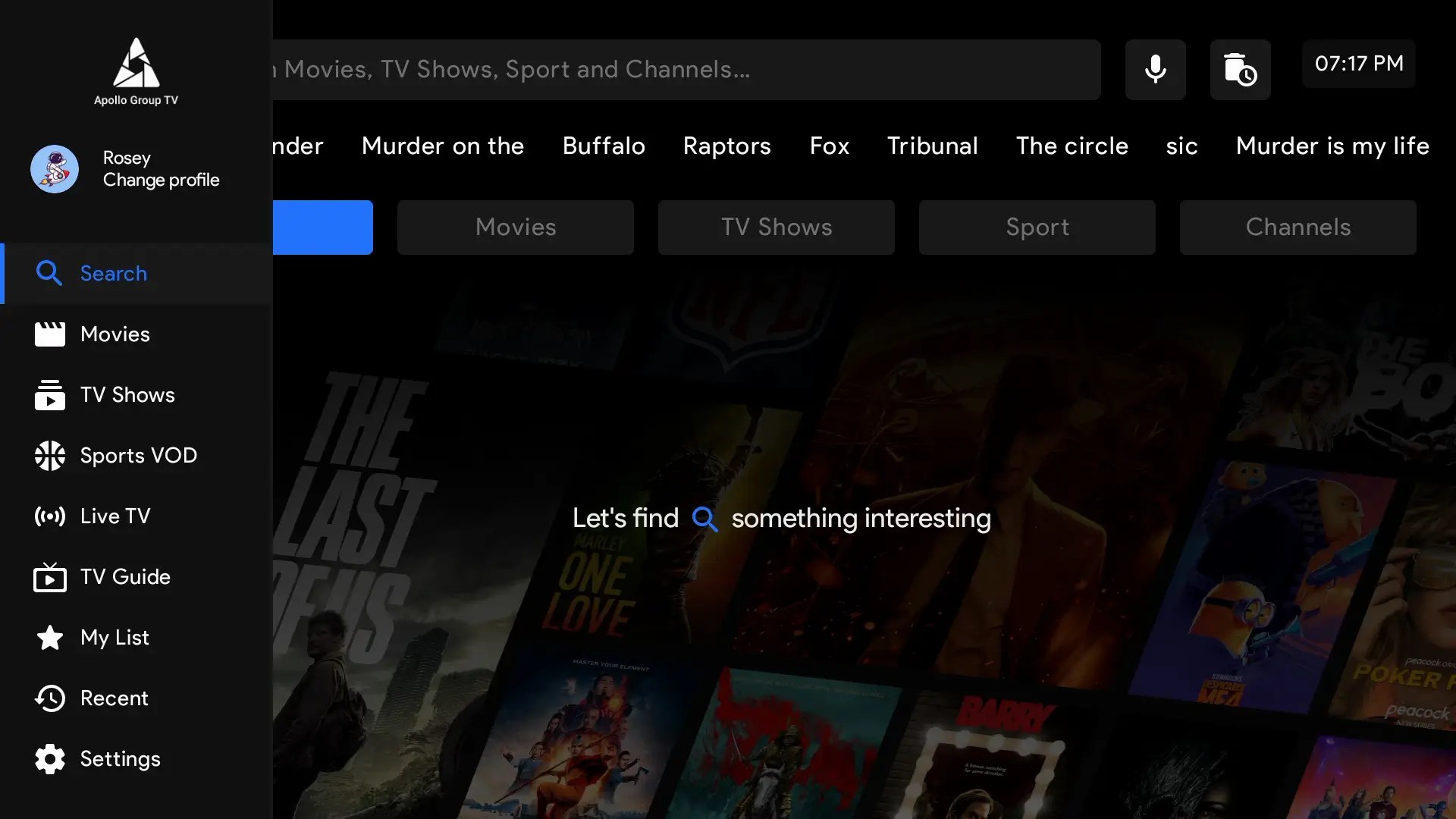 Search Menu Apollo Group TV