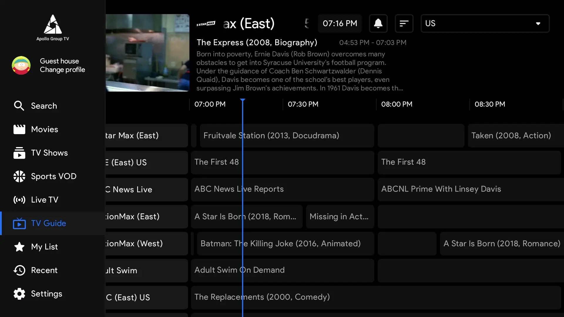 TV Guide Menu Apollo Group TV