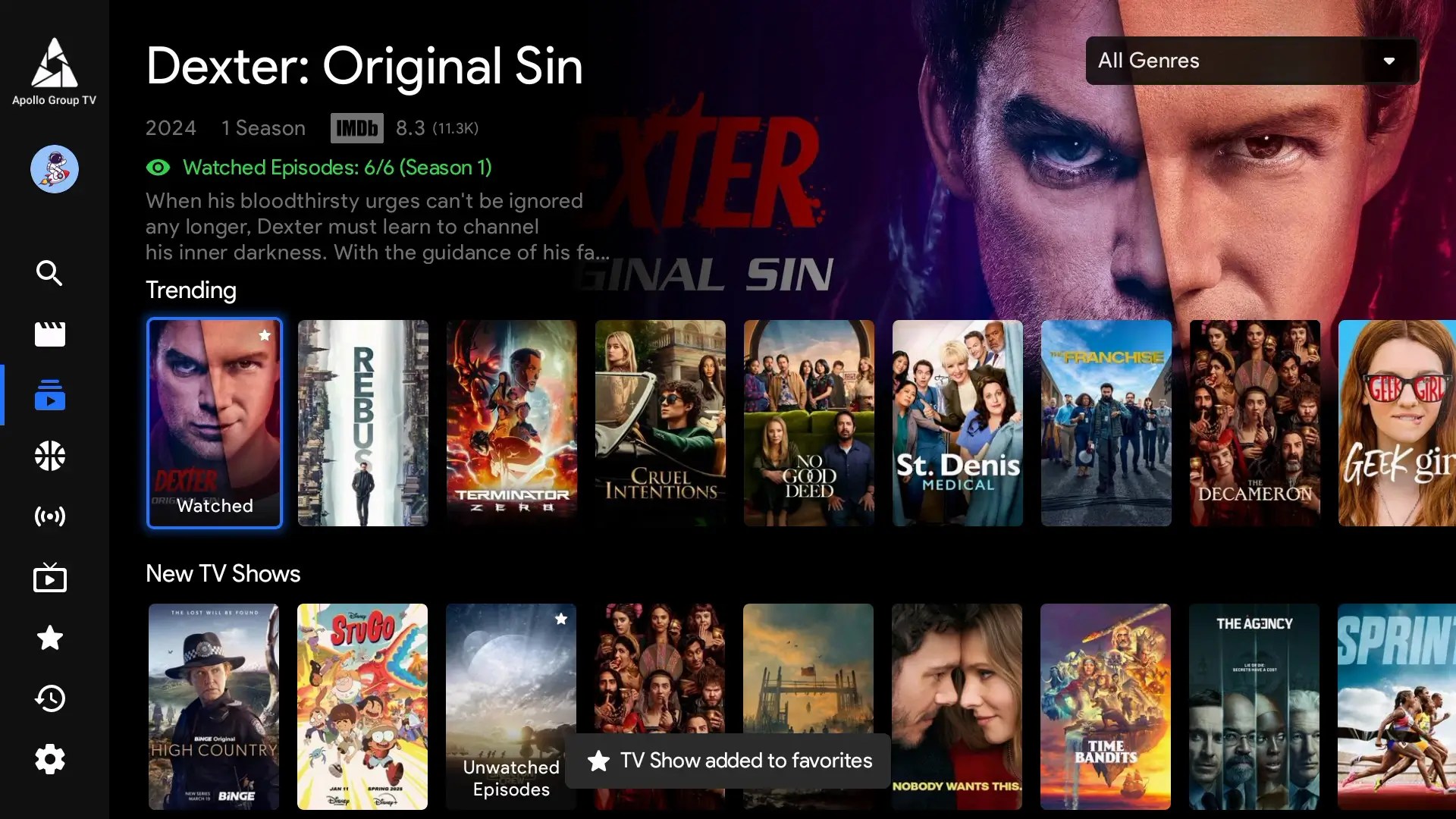 TV Shows Add my List Apollo Group TV