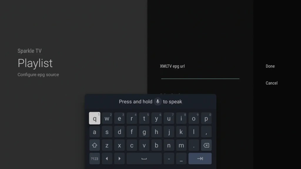 Enter XMLTV EPG URL