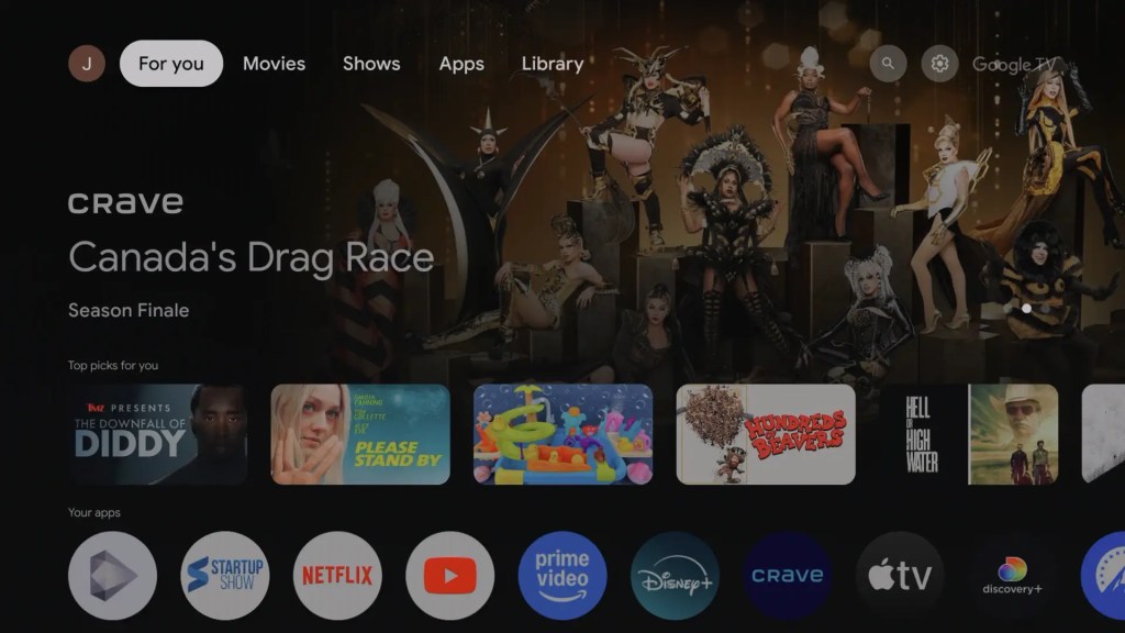 Sparkle TV Home Screen