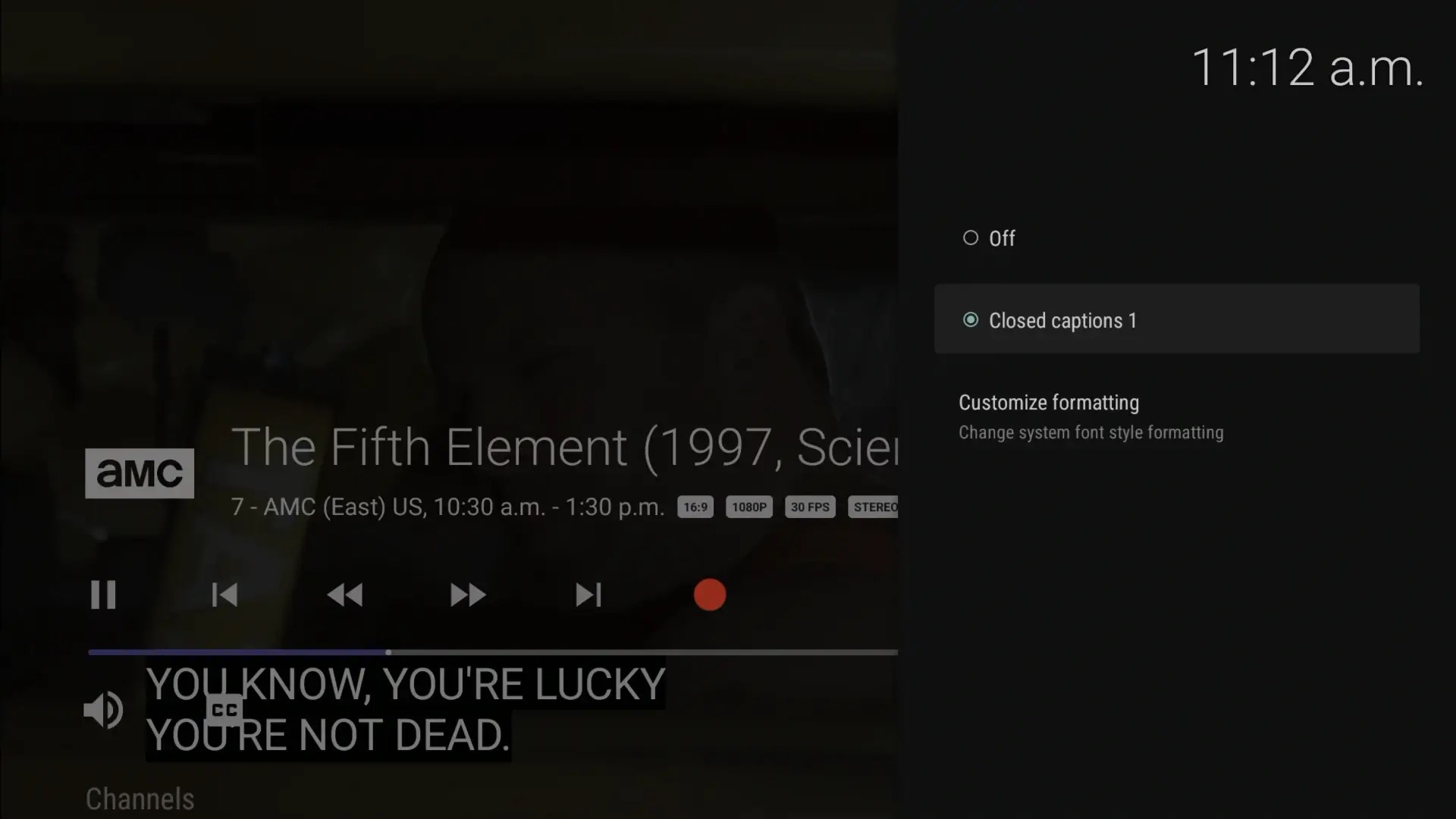 Closed Caption Options