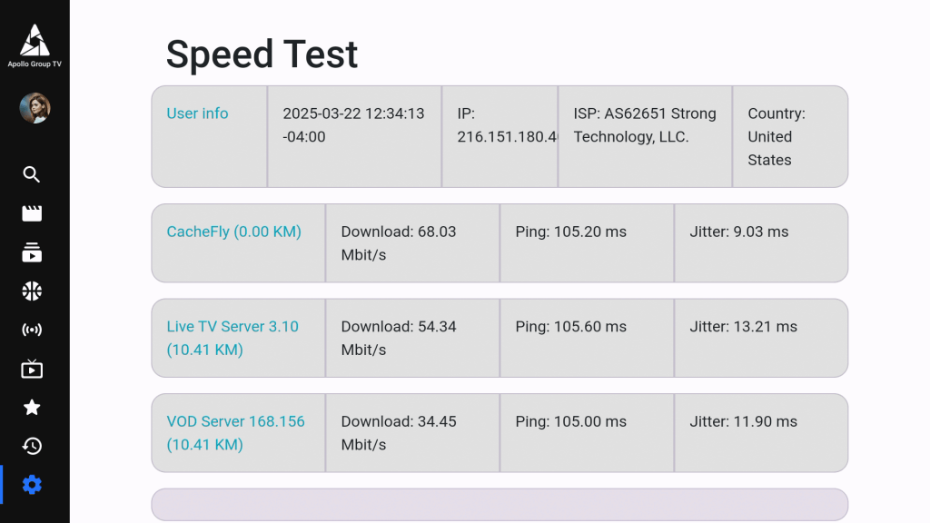 Detailed Speed test with IPVanish