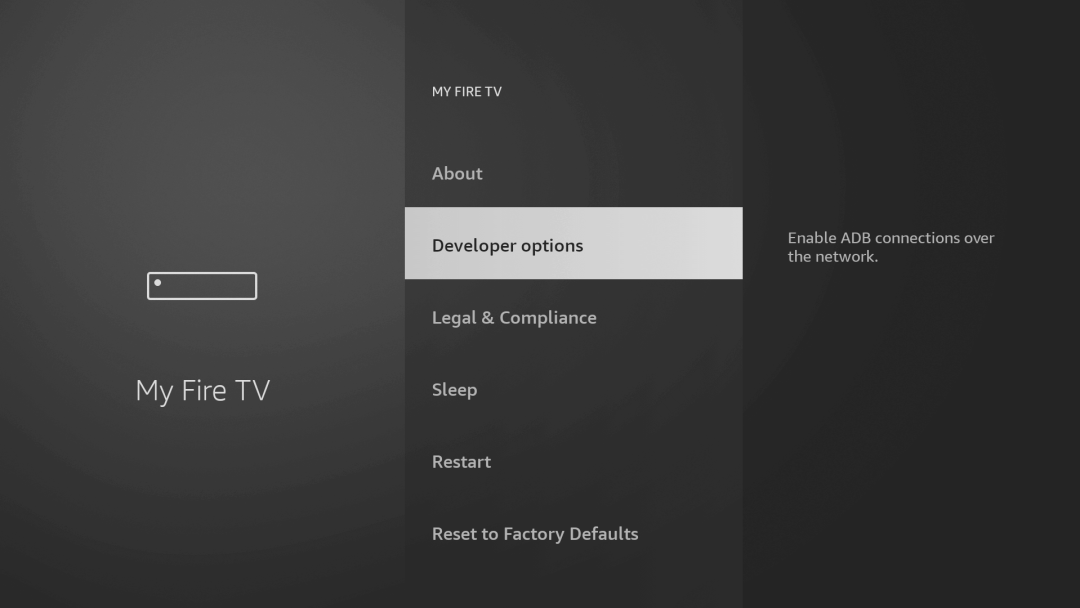 Developer Options Button - Firestick
