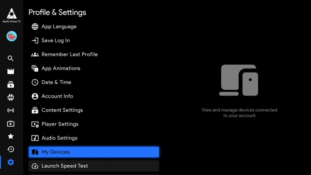 Settings options for device listings